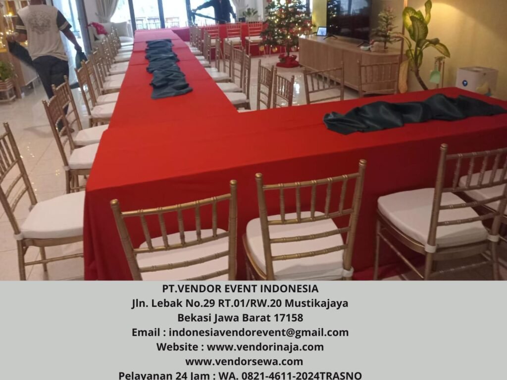 Sewa Meja Kotak 120x80cm Tebar Merah Cabe Event Kemang