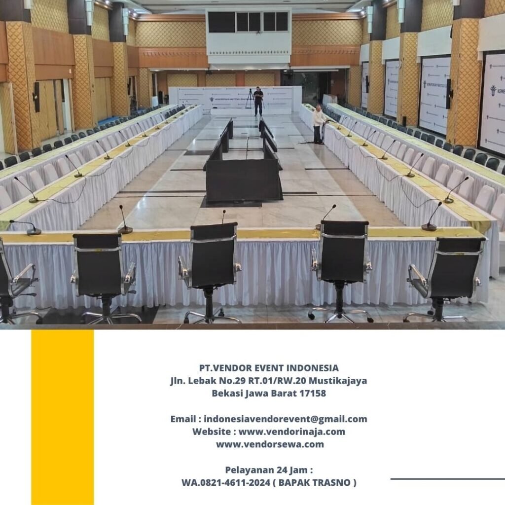 Rental Meja IBm 180x45cm Cover Putih Dan Kursi Susun Bogor