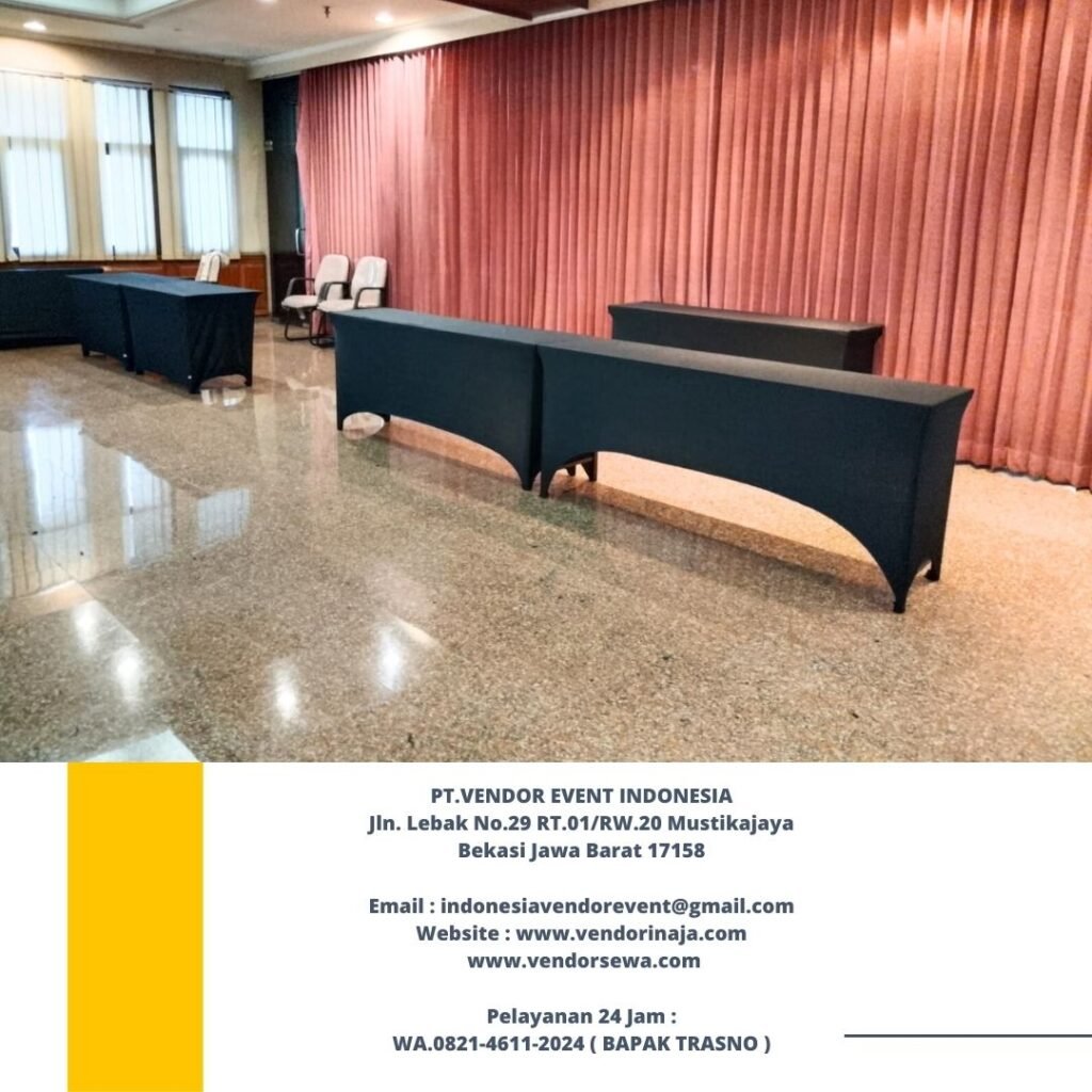 Sewa Meja IBM Taplak Hitam Event BSD