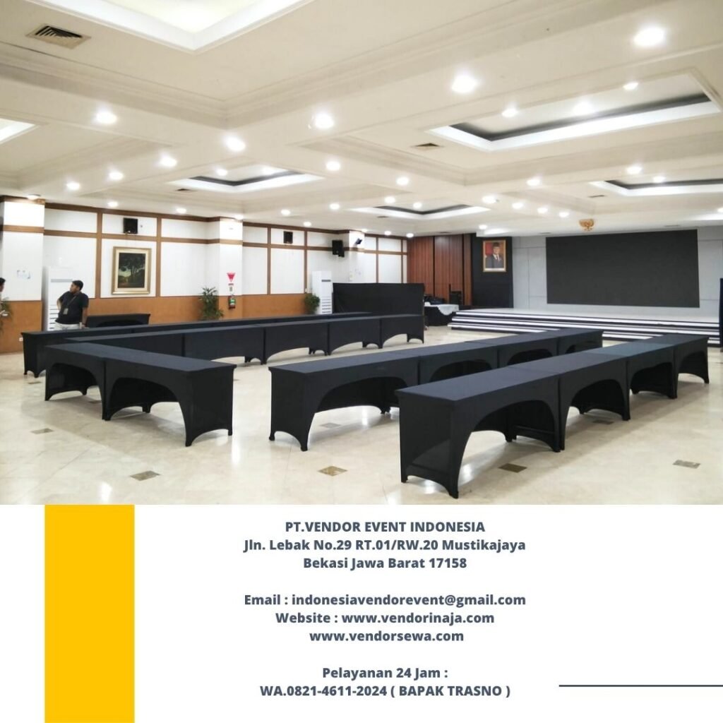 Sewa Meja IBM Taplak Hitam Event BSD