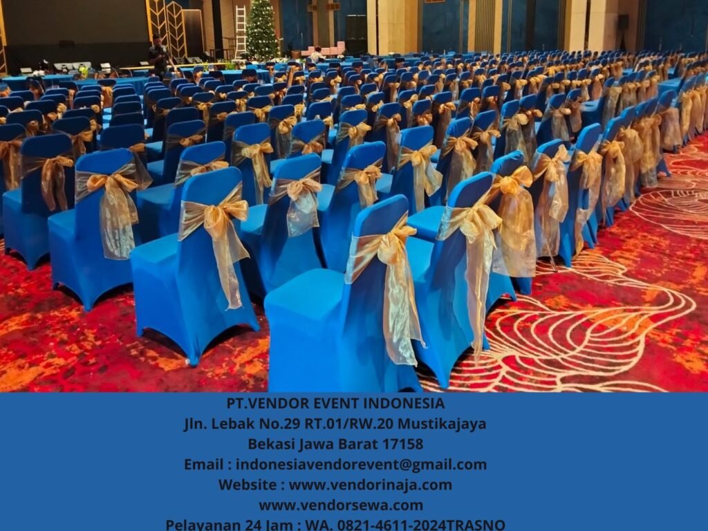 Sewa Meja Set Kursi Futura Cover Strech Biru NT Tower