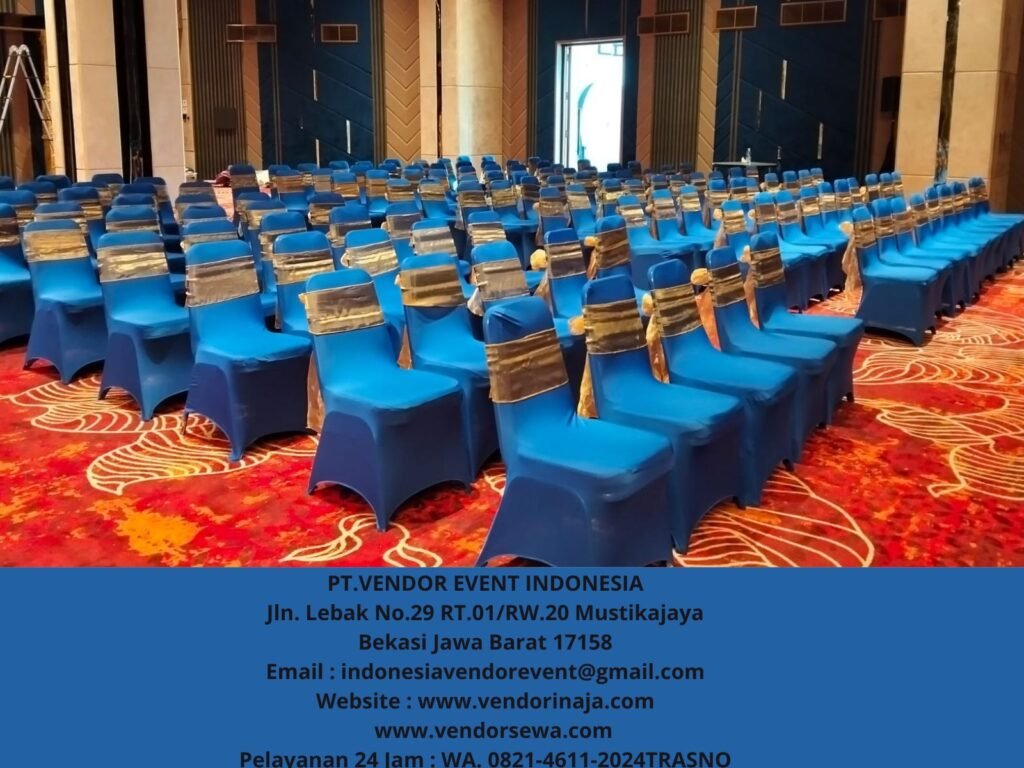 Sewa Meja Set Kursi Futura Cover Strech Biru NT Tower