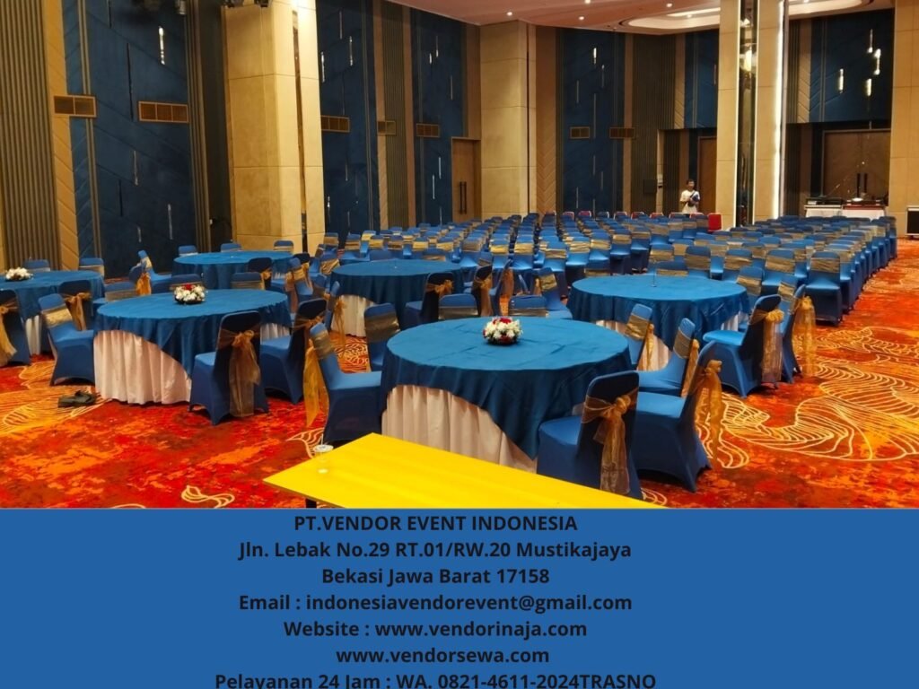 Sewa Meja Set Kursi Futura Cover Strech Biru NT Tower