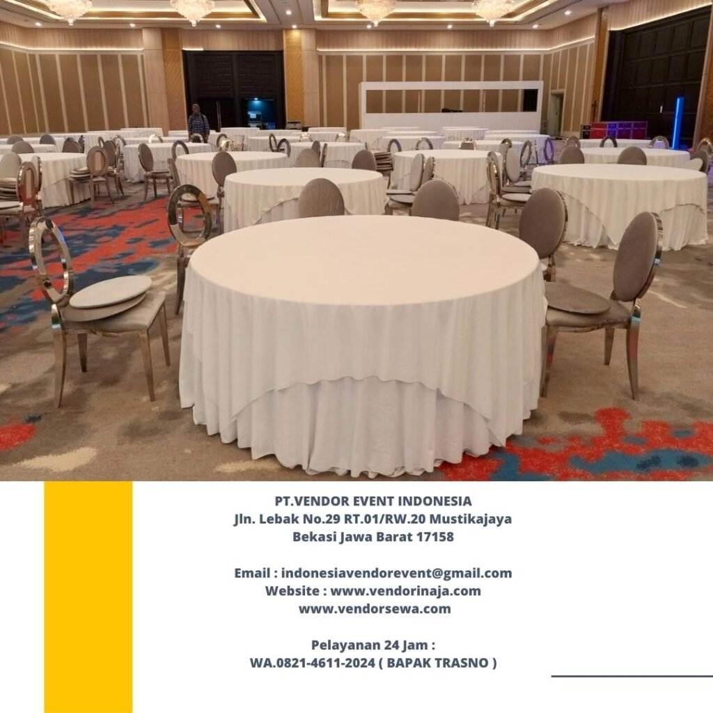 Sewa Round Table Cover Tebar Putih Bersih Area Jakarta