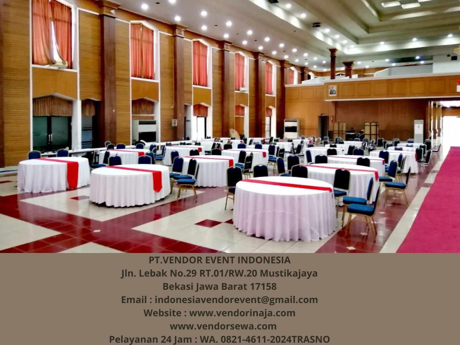 Rental Round Table Runner Merah Jakarta