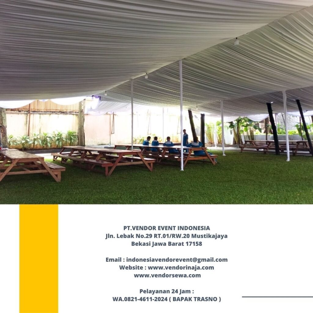 Rental Tenda Dekor Kain Serut Putih Jakarta
