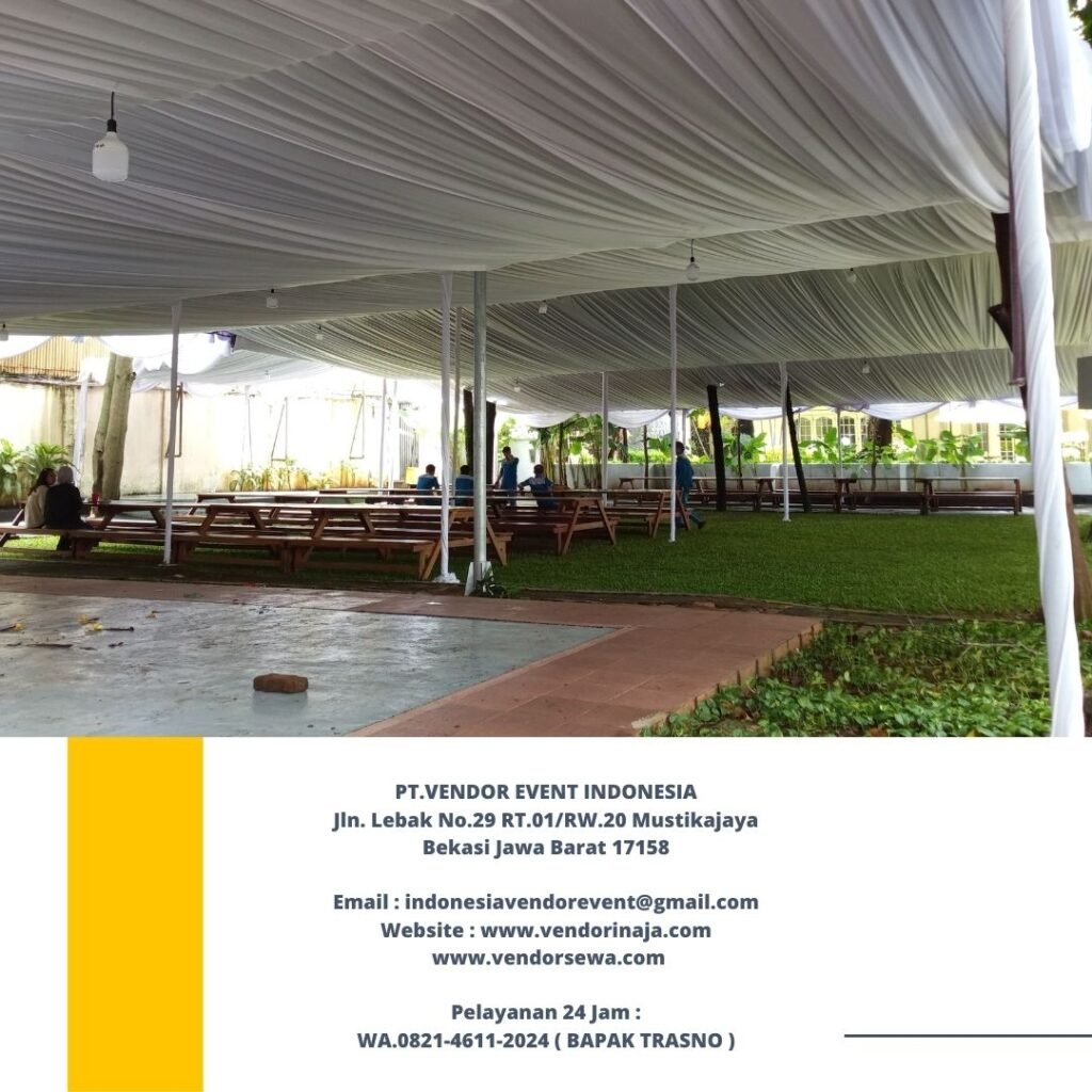 Rental Tenda Dekor Kain Serut Putih Jakarta
