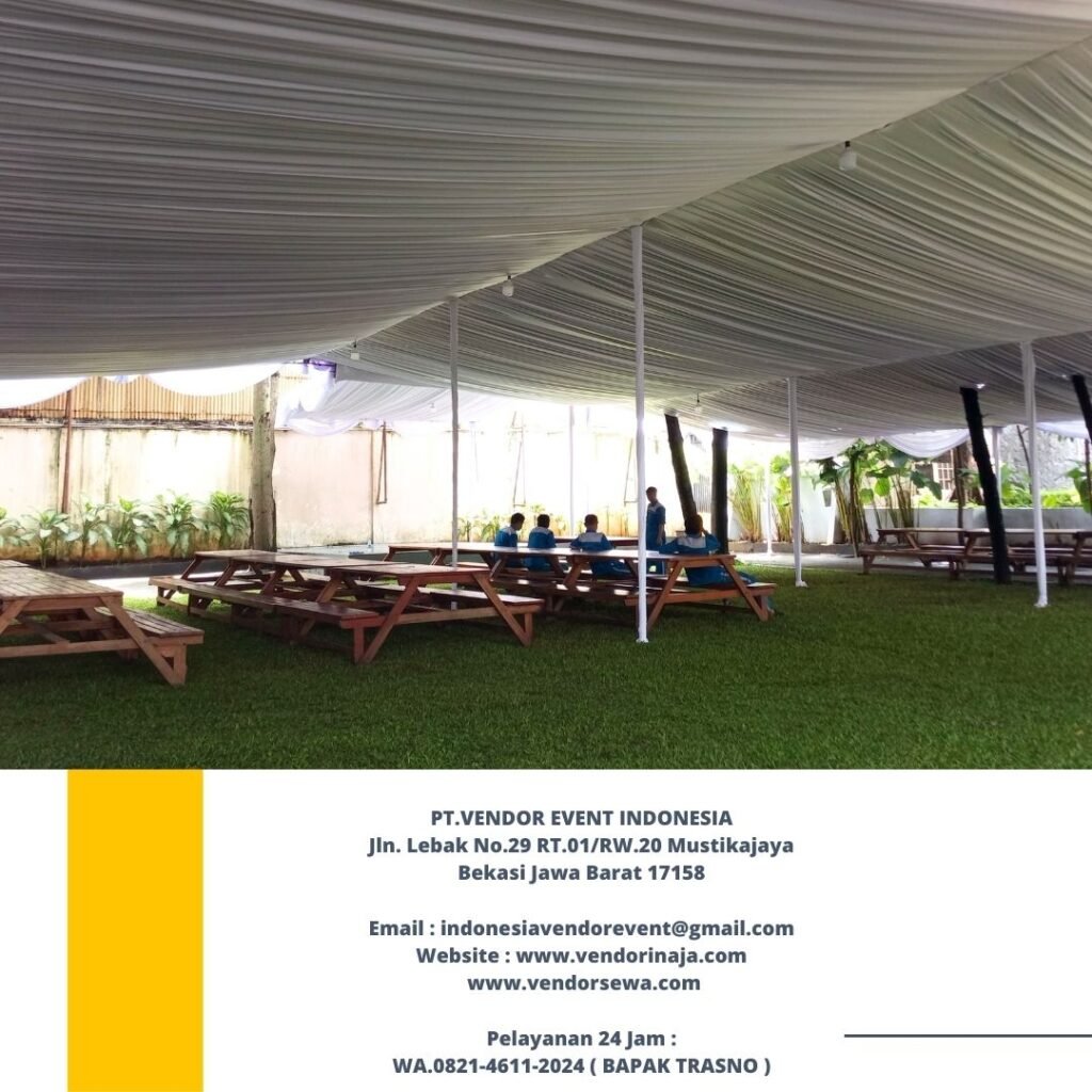Rental Tenda Dekor Kain Serut Putih Jakarta