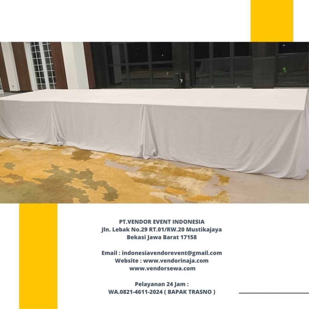 Sewa Meja IBM Ukuran 180x90cm Jakarta Lengkap Taplak