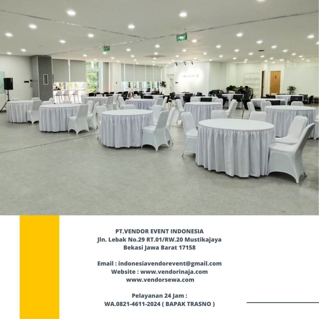 Sewa Meja,Kursi Event Lengkap Cover Aneka Warna di Jakarta