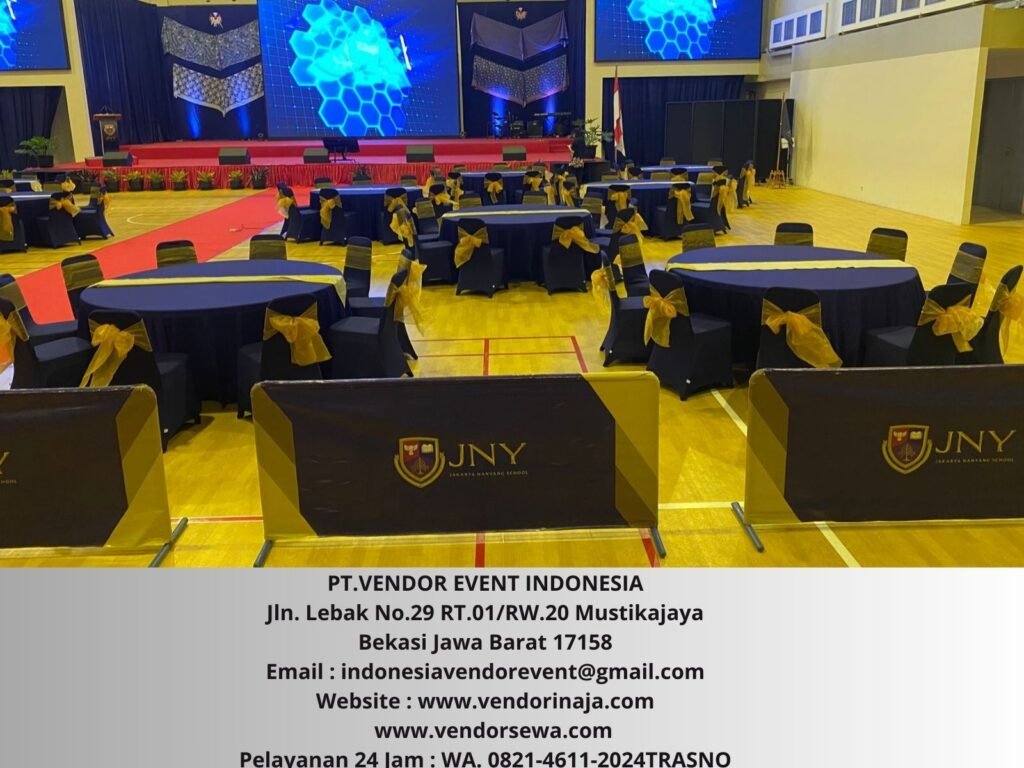 Sewa Round Table Tebar Navy Runner Gold Tanggerang Banten