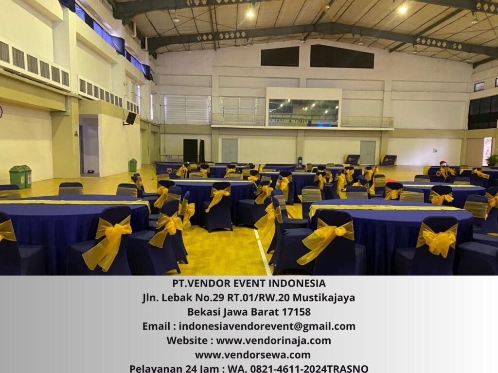 Sewa Round Table Tebar Navy Runner Gold Tanggerang Banten