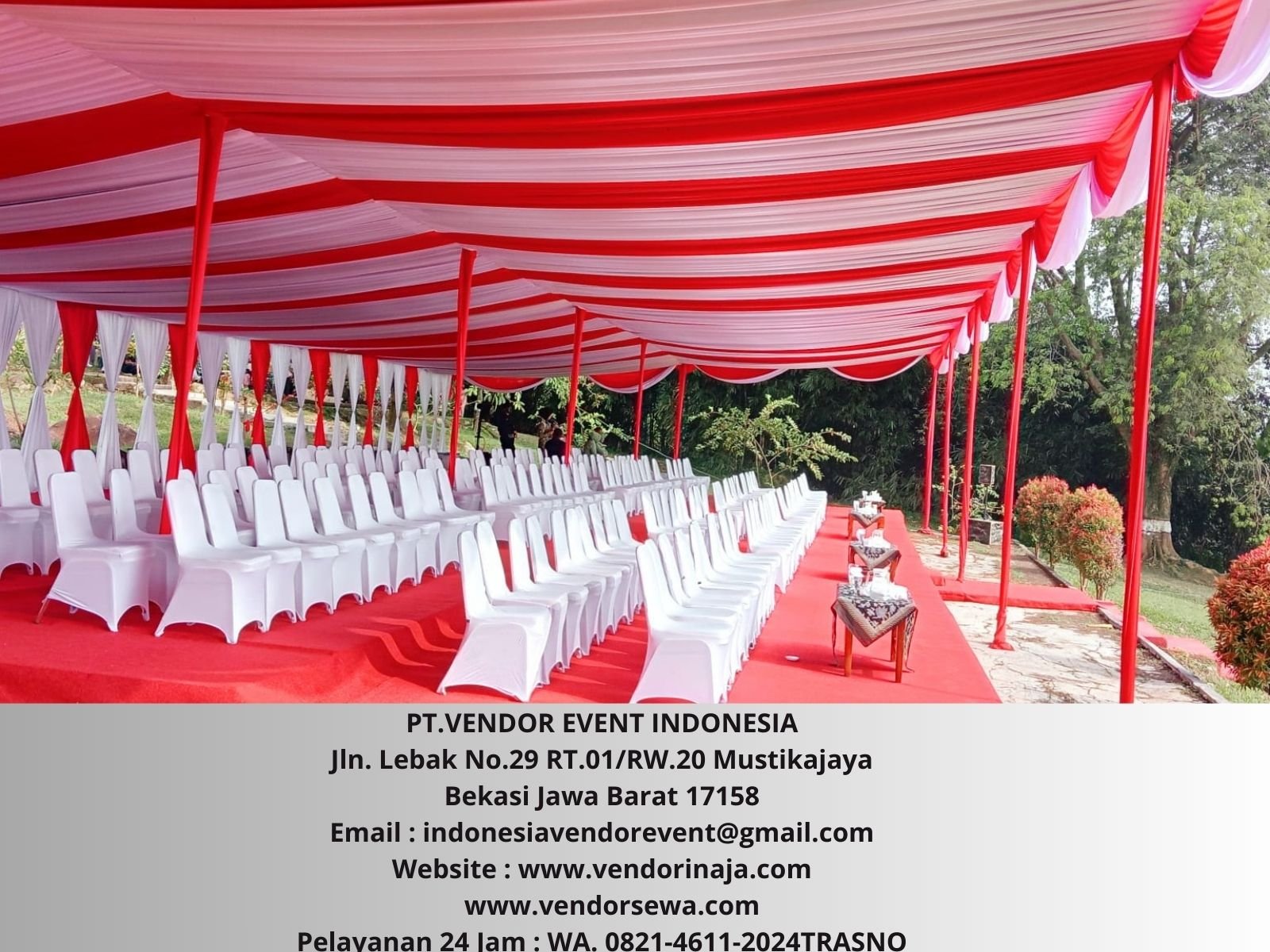 Rental Tenda Serut Merah Putih Event Konstrad Jatiluhur Purwakarta