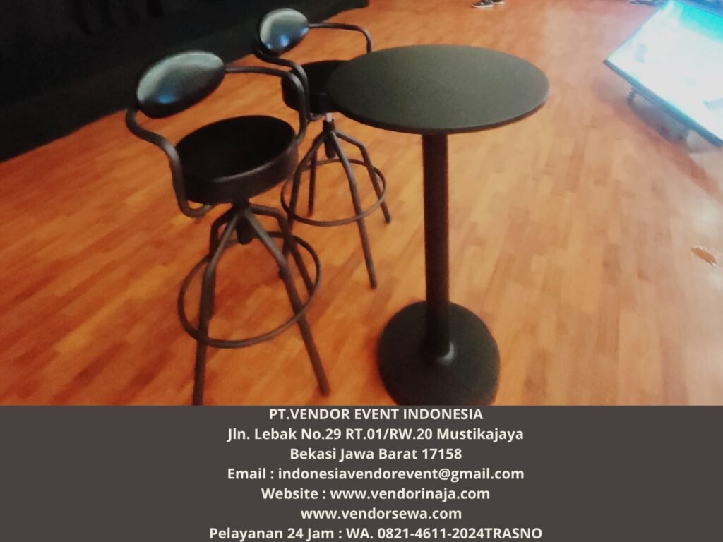 Rental Kursi Barstool senderan full hitam Jakarta