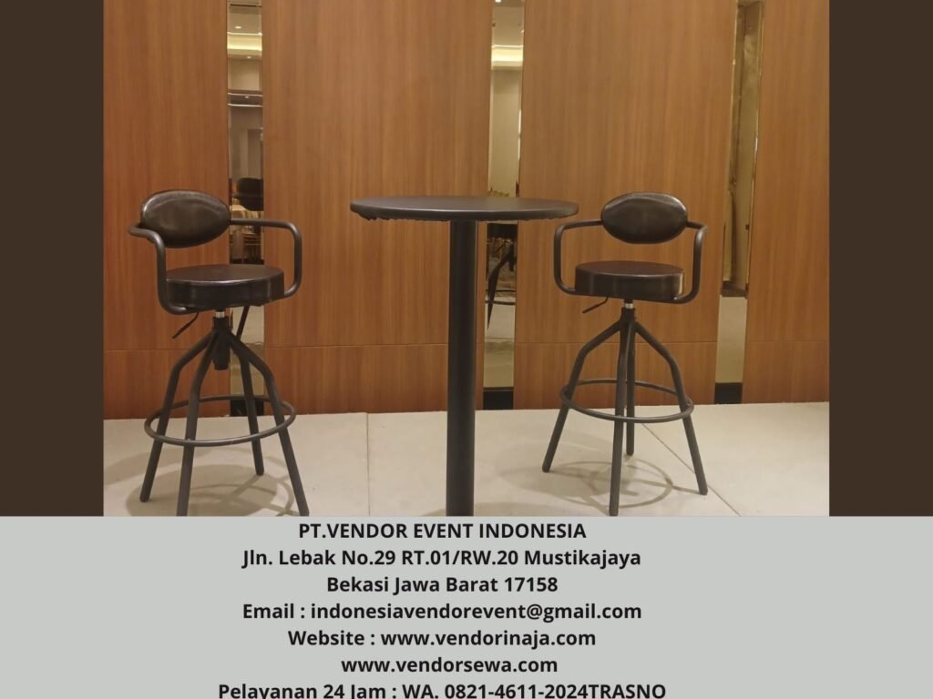 Rental Kursi Barstool senderan full hitam Jakarta