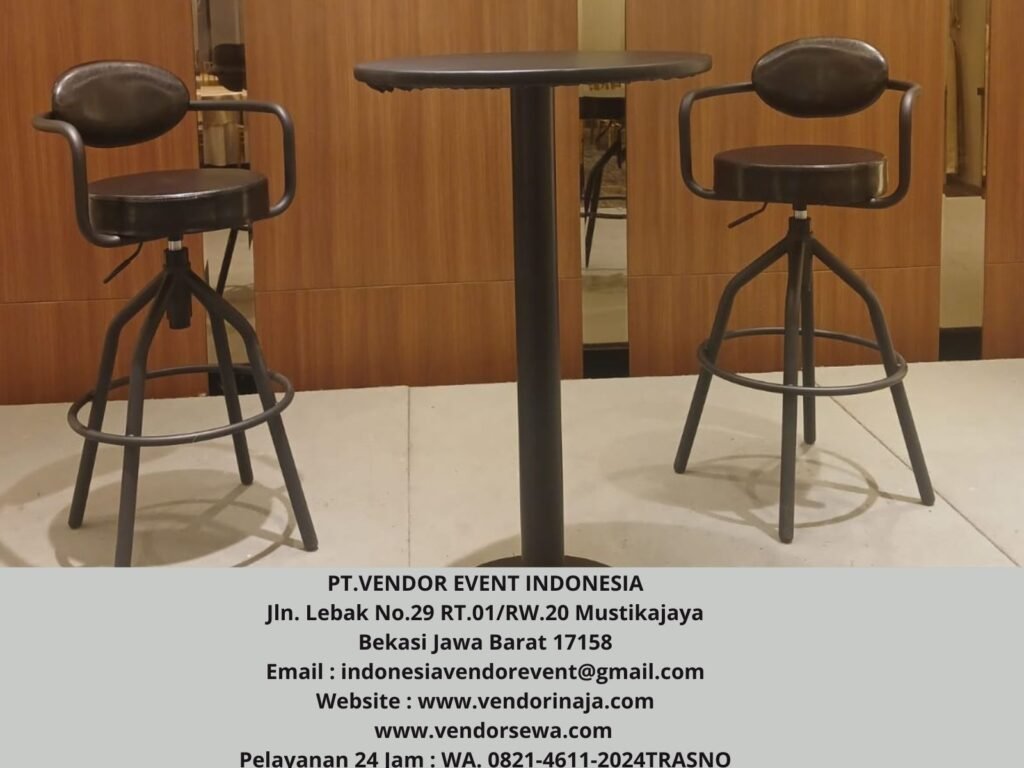 Rental Kursi Barstool senderan full hitam Jakarta