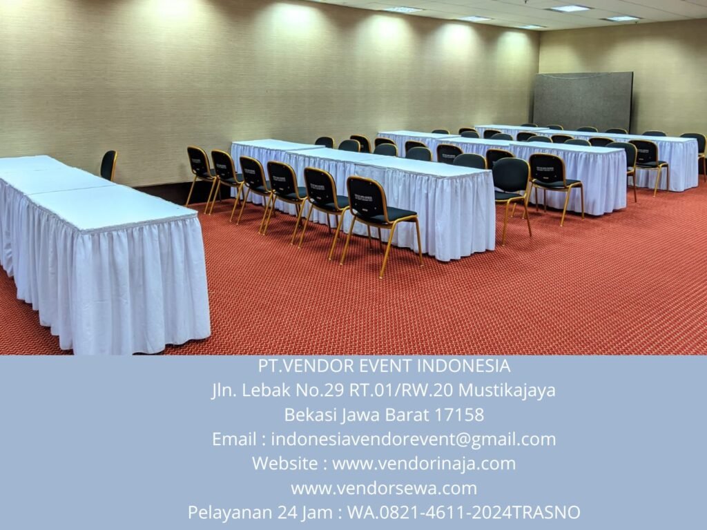 Sewa Meja Kotak Taplak Model Skriting Putih Jakarta