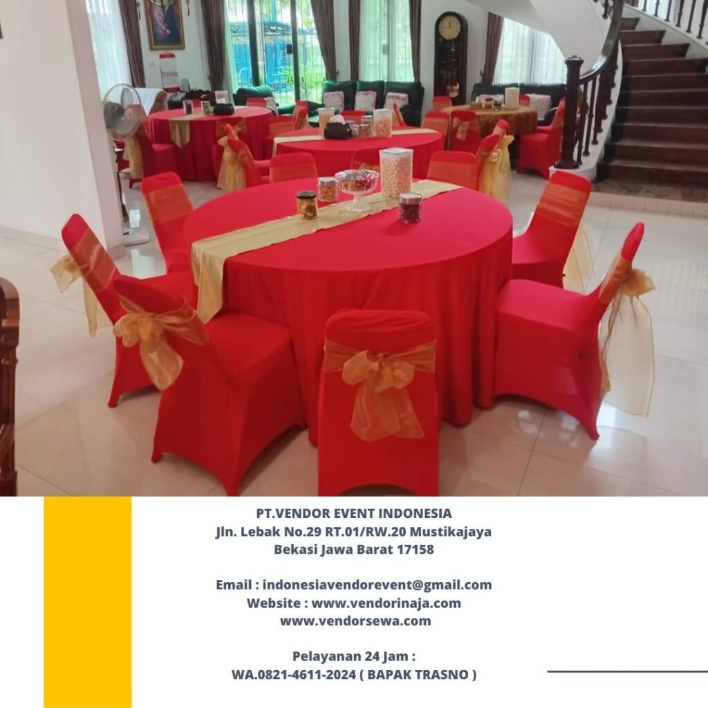 Sewa Meja Kursi Cover Merah Jakarta