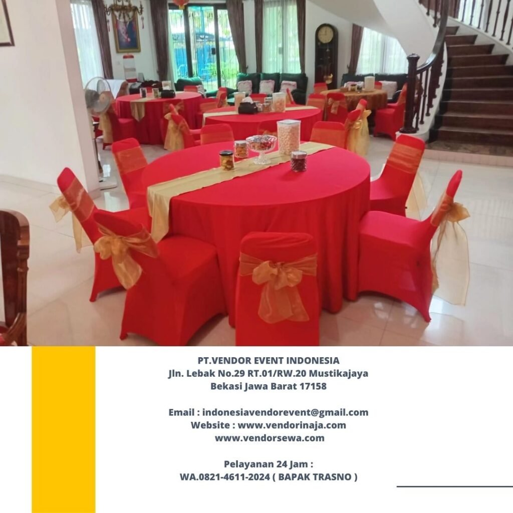 Sewa Meja Kursi Cover Merah Jakarta