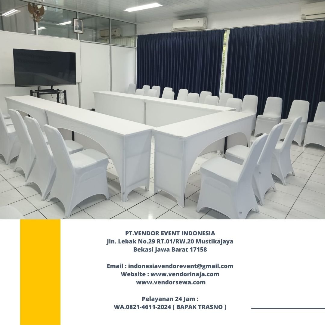 Sewa Meja Kursi Cover Putih Event PT Jakarana Tana Bogor