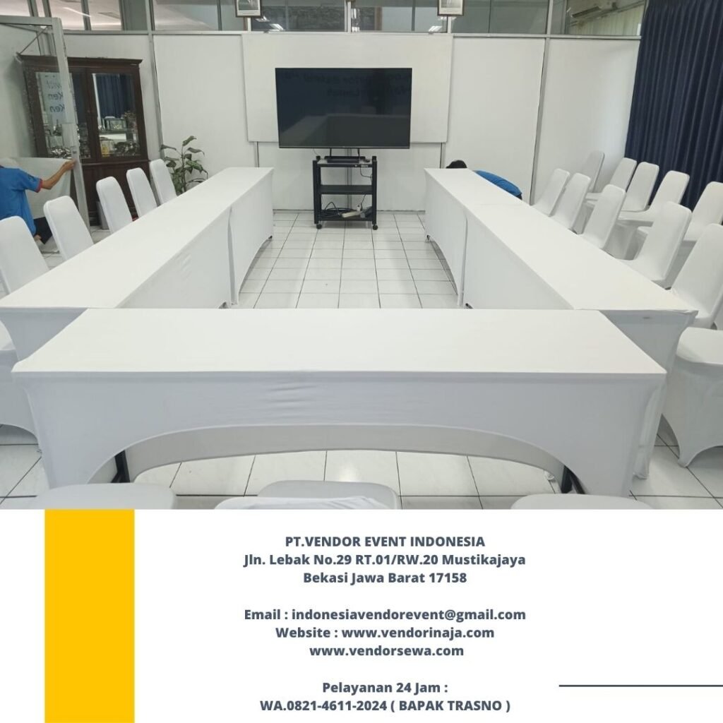 Sewa Meja Kursi Cover Putih Event PT Jakarana Tana Bogor