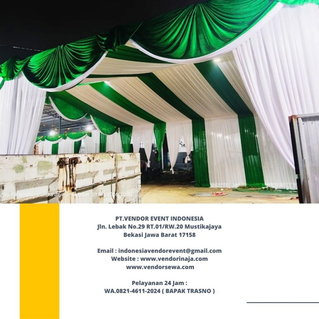 Sewa Tenda Dekor Serut Kain Hijau Putih Jakarta
