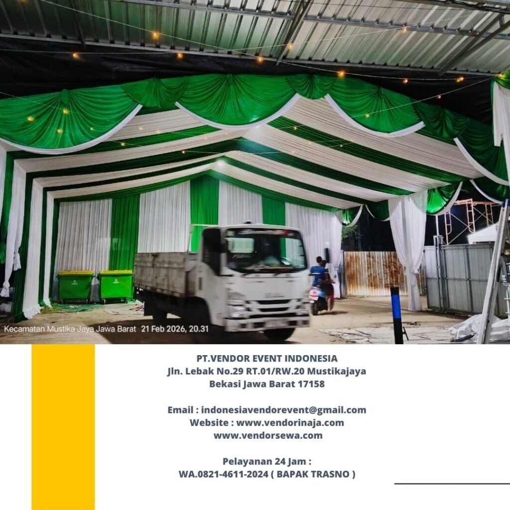 Sewa Tenda Dekor Serut Kain Hijau Putih Jakarta