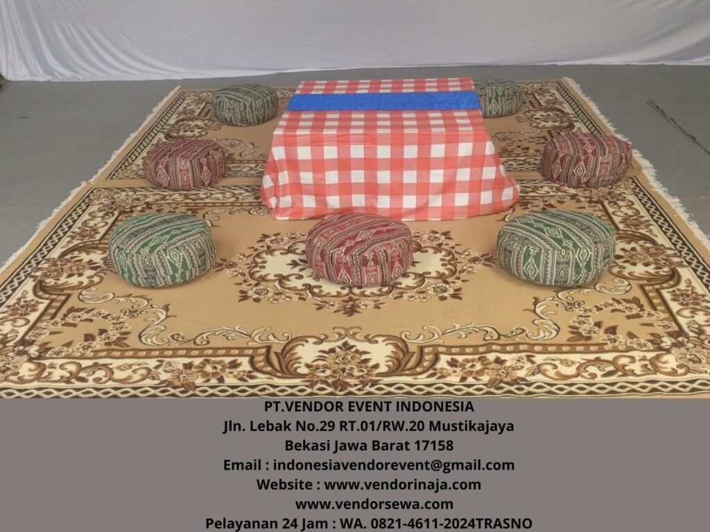Sewa Meja Kotak Lesehan, Karpet Permadani Cokelat Kembangan Jakarta