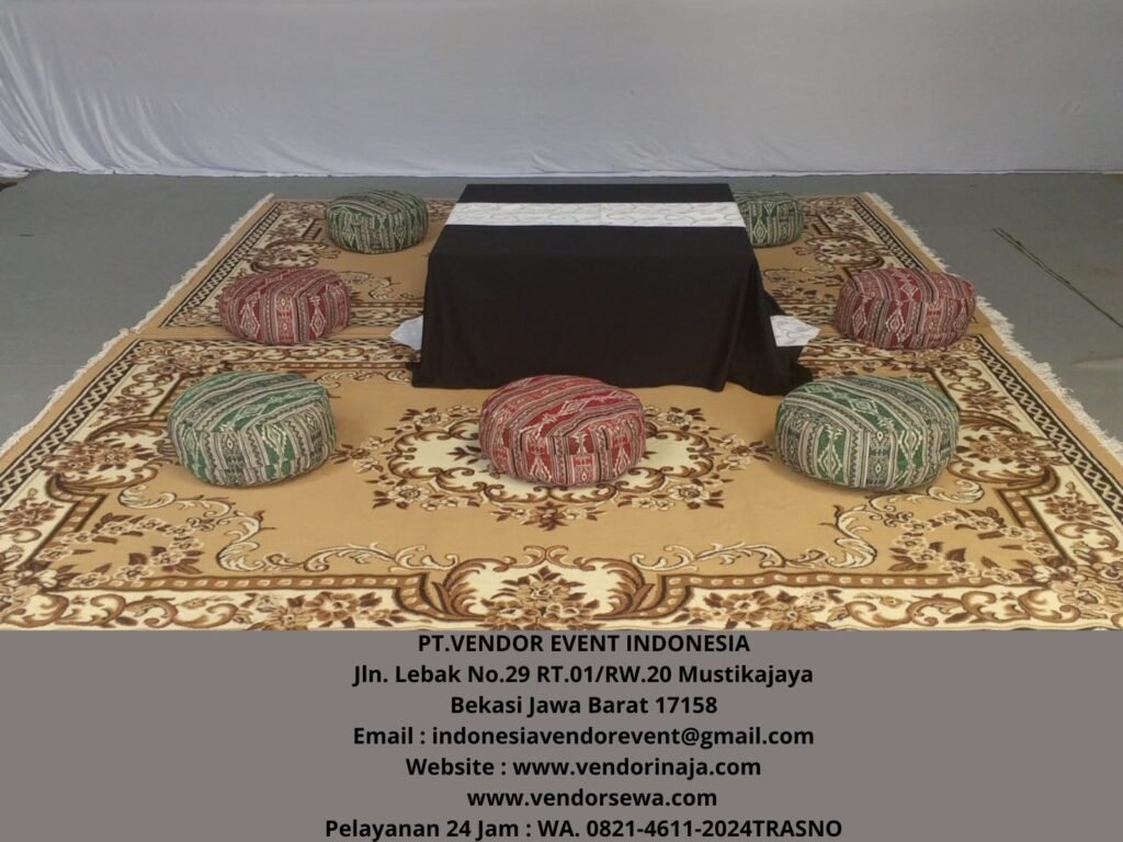 Sewa Meja Kotak Lesehan, Karpet Permadani Cokelat Kembangan Jakarta