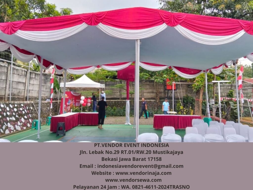 Rental Tenda Dekor Kain Serut Merah Putih Area Jakarta