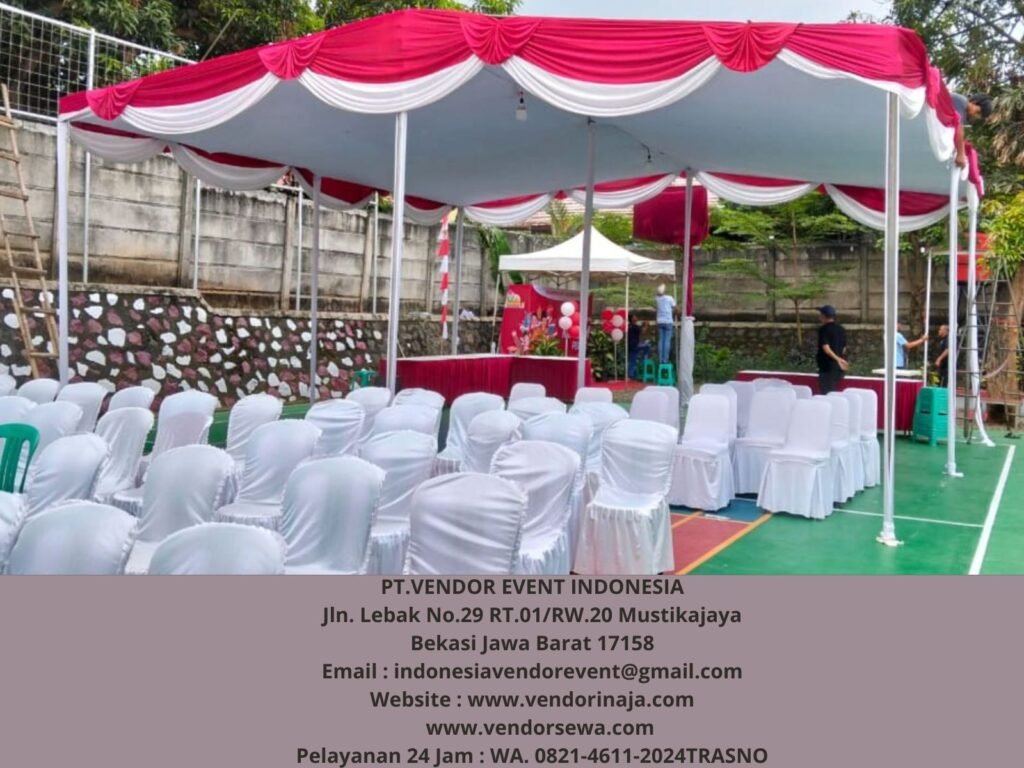 Rental Tenda Dekor Kain Serut Merah Putih Area Jakarta