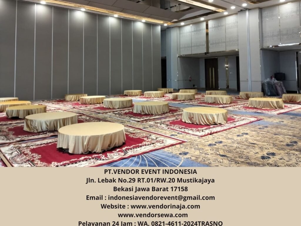 Sewa Karpet Permadani Merah,Meja Lesehan Bundar Area Jakarta