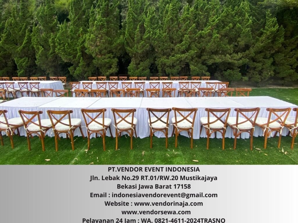 Sewa Kursi Croshback Set Meja Kotak Sekerting Putih Event Bandung