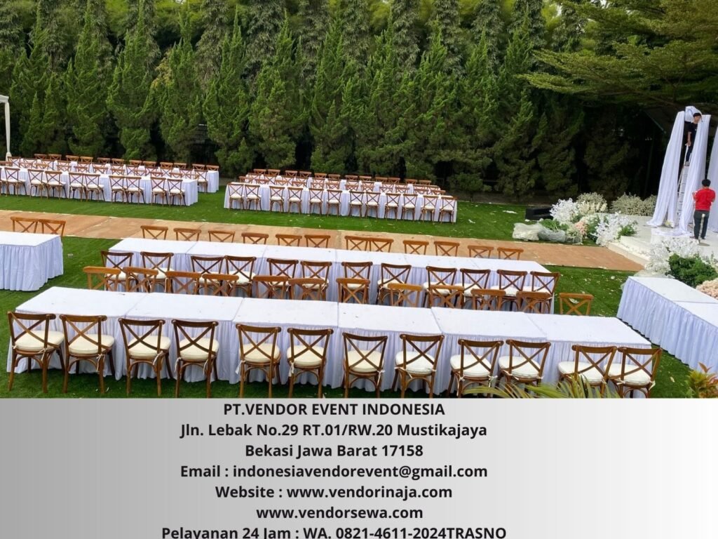 Sewa Kursi Croshback Set Meja Kotak Sekerting Putih Event Bandung