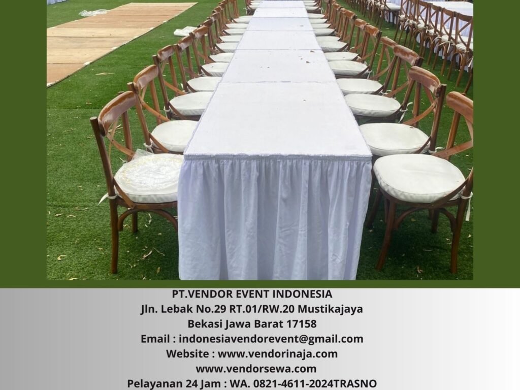 Sewa Kursi Croshback Set Meja Kotak Sekerting Putih Event Bandung
