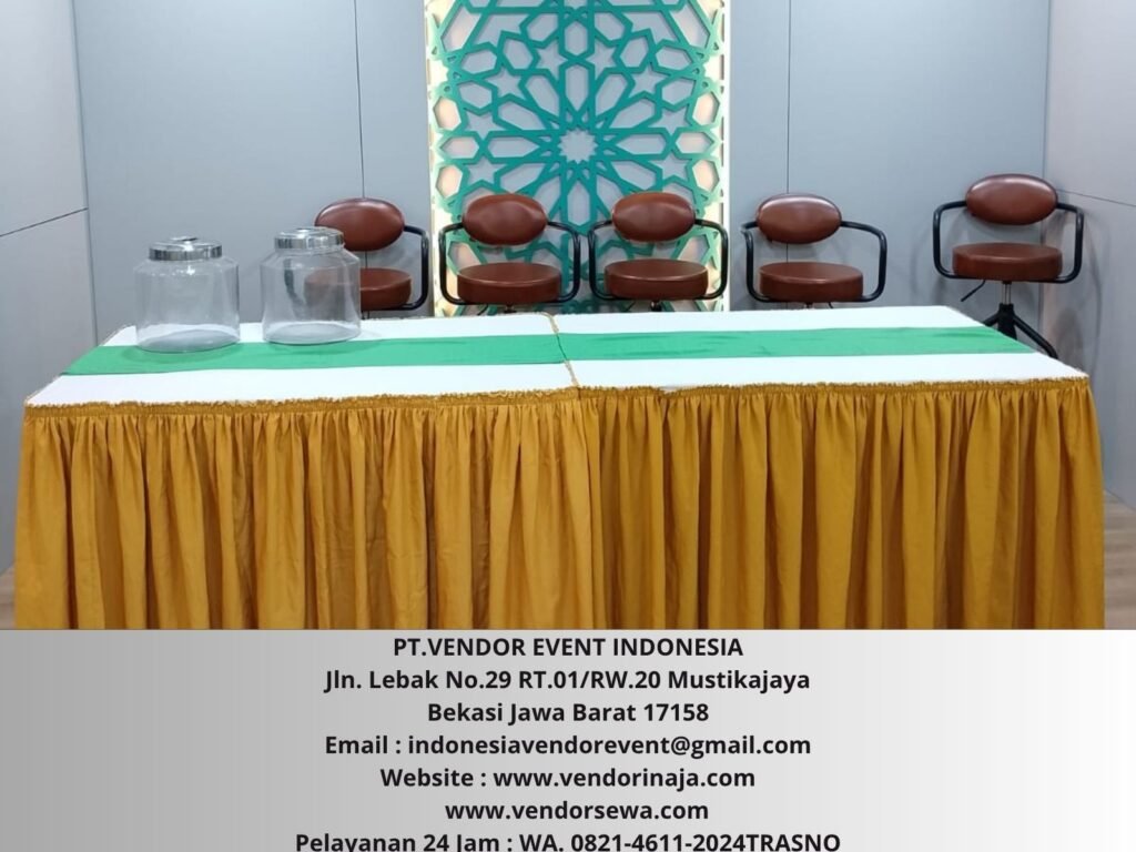 Sewa Meja Kotak Ukuran 120×80cm Taplak Putih Jakarta Selatan