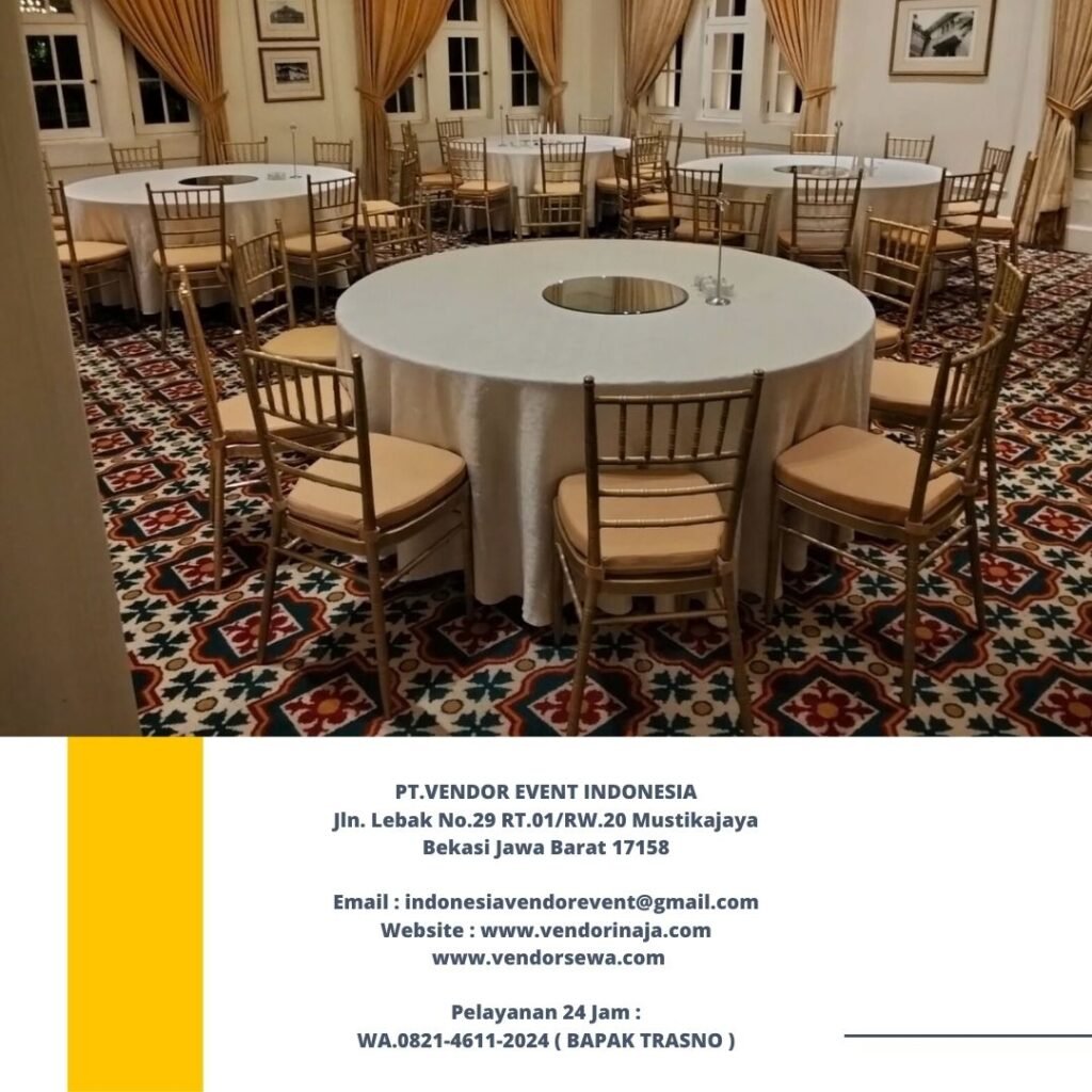 Rental Round Table Taplak Putih,Kursi Tiffany Gold Jakarta