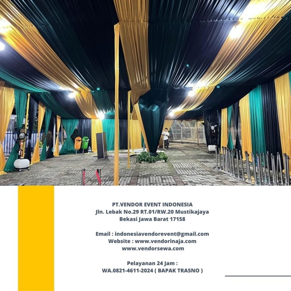 Rental Tenda Dekor Type Serut Kain Hitam Gold Jakarta