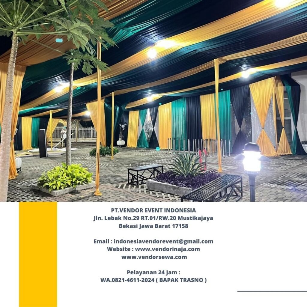 Rental Tenda Dekor Type Serut Kain Hitam Gold Jakarta