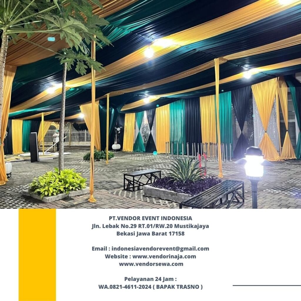 Rental Tenda Dekor Type Serut Kain Hitam Gold Jakarta