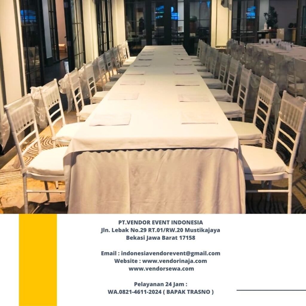 Sewa Kursi Tiffany Putih,Meja Kotak Cover Putih Area Jakarta