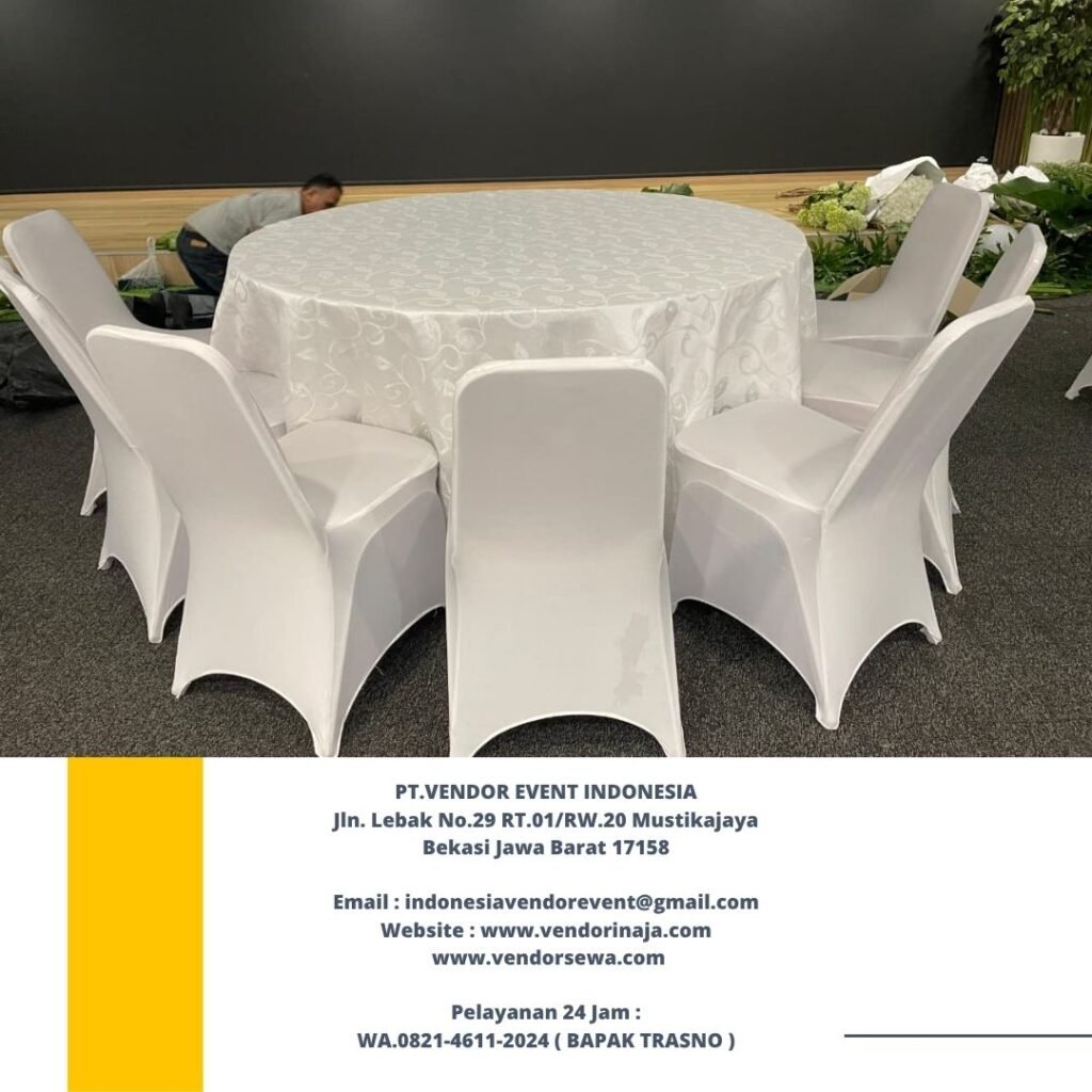 Sewa Meja Bundar,Kursi Event Cover Putih Jakarta