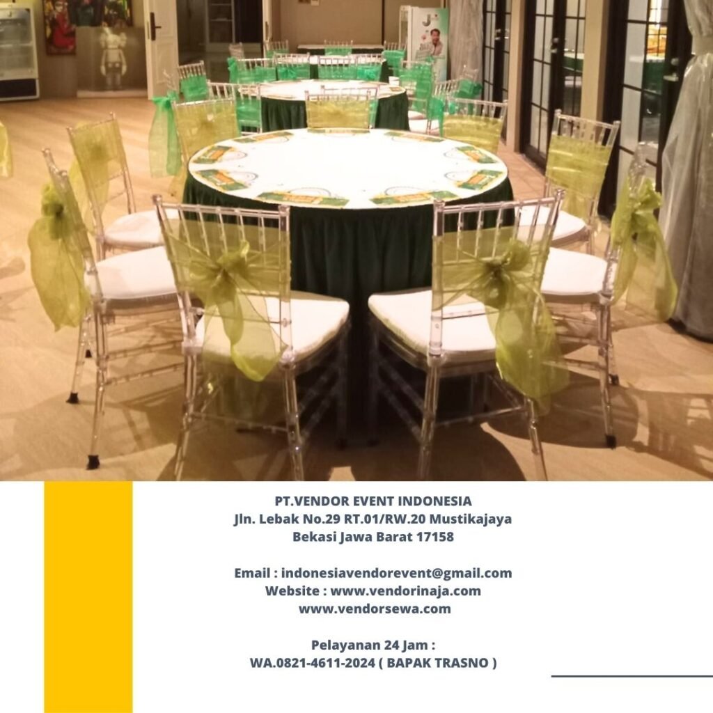 Sewa Round Table,Kursi Tifany, Meja Kotak Event Simprug Golf Senayan