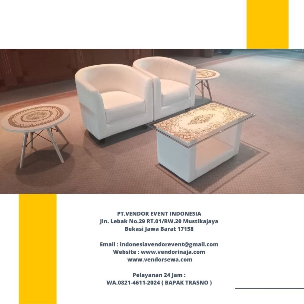 Sewa Sofa Oval Set Meja Kaca VIP OJK Jakarta