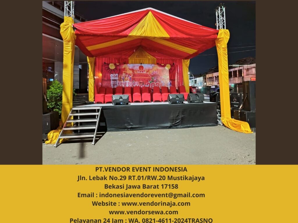 Sewa Tenda Serut Gold Merah Event kelenteng HOK Lay Liong