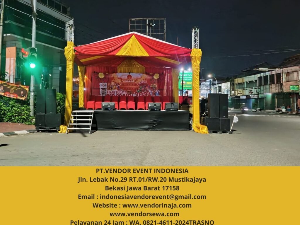 Sewa Tenda Serut Gold Merah Event kelenteng HOK Lay Liong