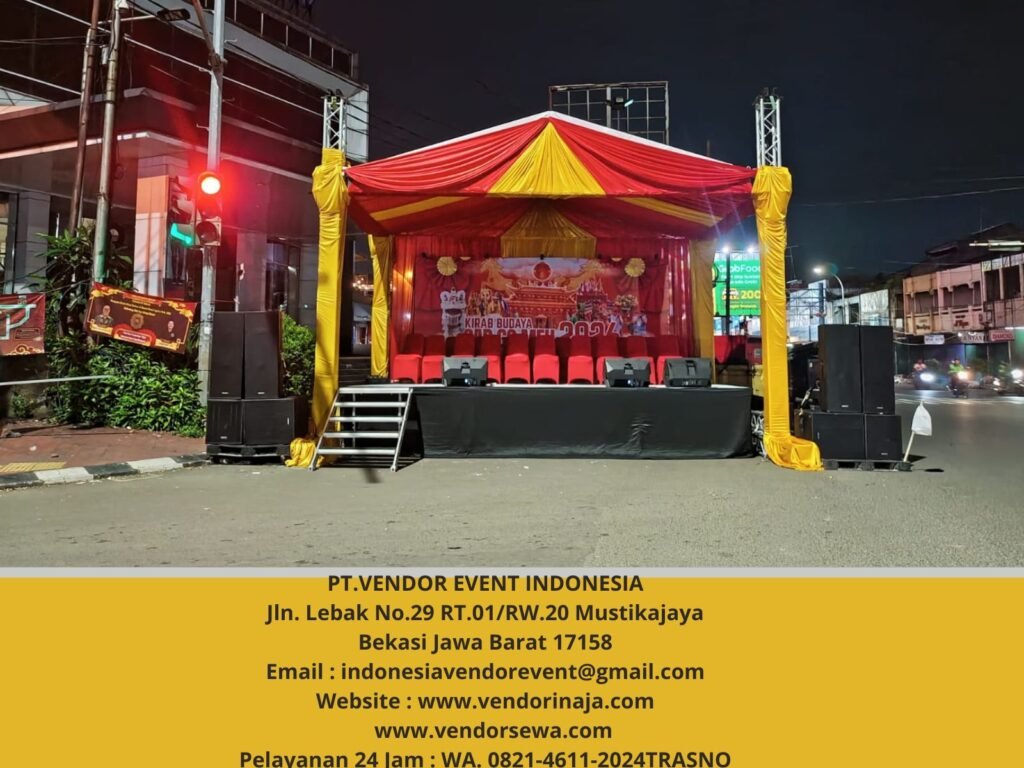 Sewa Tenda Serut Gold Merah Event kelenteng HOK Lay Liong