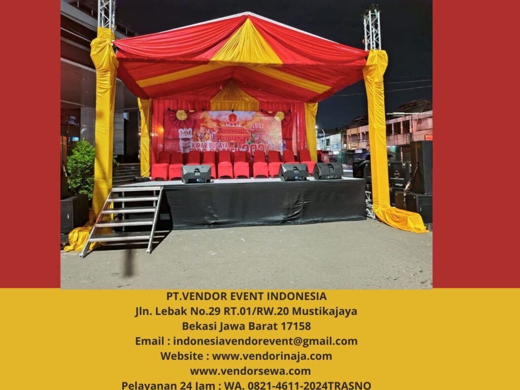 Sewa Tenda Serut Gold Merah Event kelenteng HOK Lay Liong