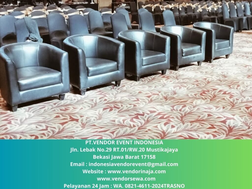 Sewa Sofa Hitam Type Oval Set Meja Hitam VIP Kaca Jakarta