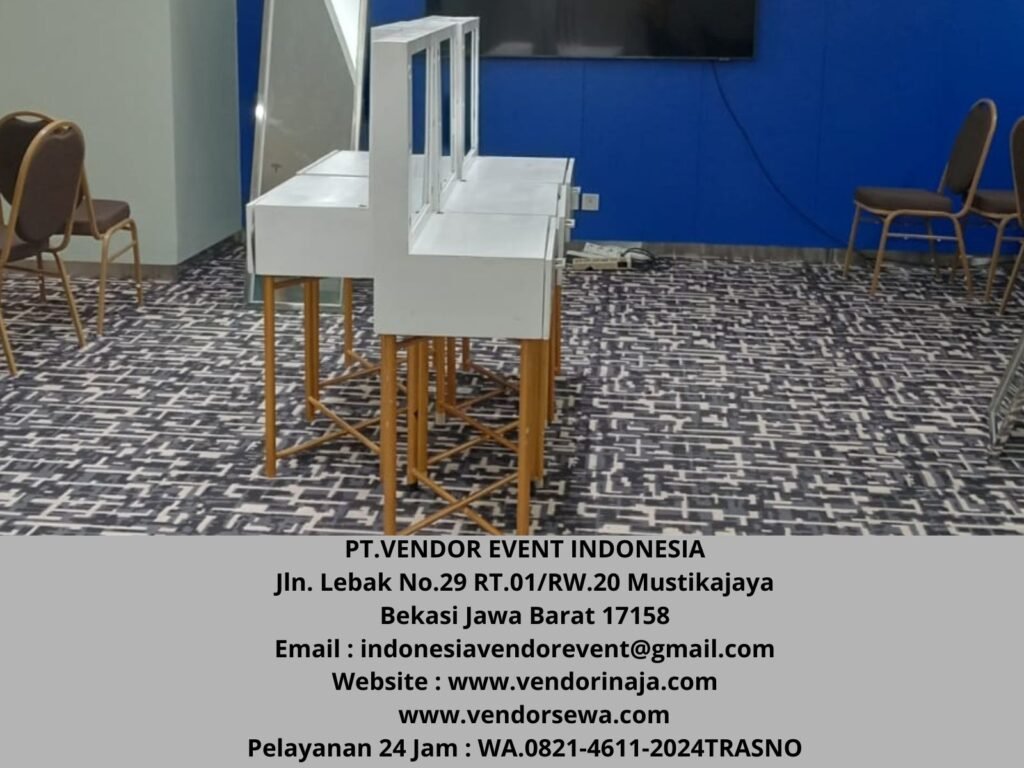Rental Meja Kaca Rias Putih Type Portable Kotak Jakarta